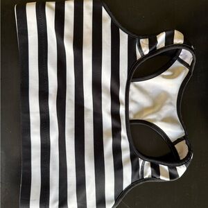 Striped Black and White Sports Bra